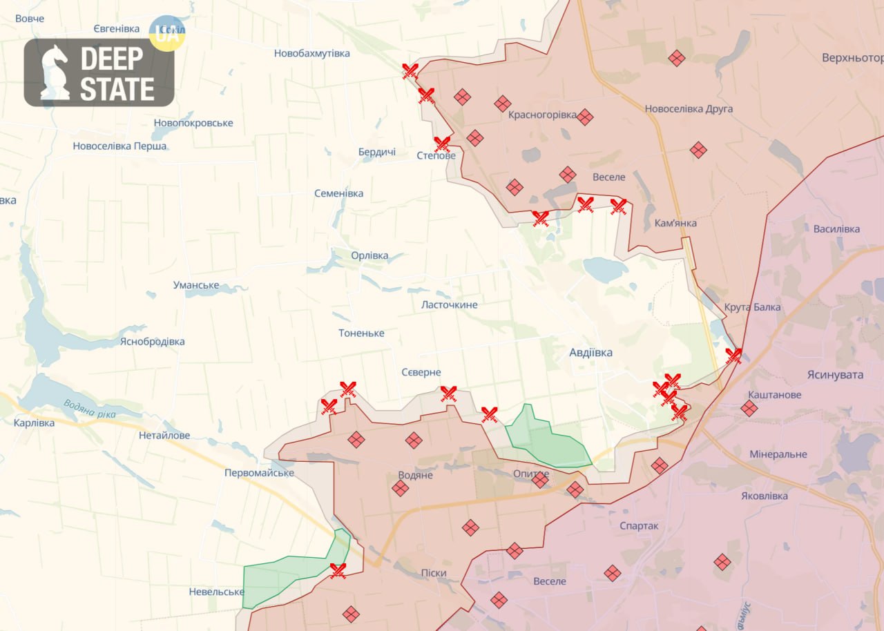 Мапа бойових дій під Авдіївкою