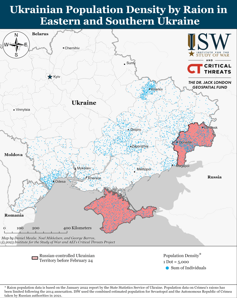 Щільність населення східної частини України (до 24.02.2022р.)