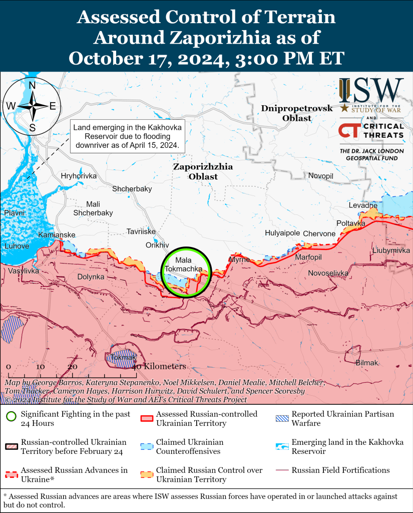 Лінія фронту у Запорізькій області 17.10.2024 - ISW