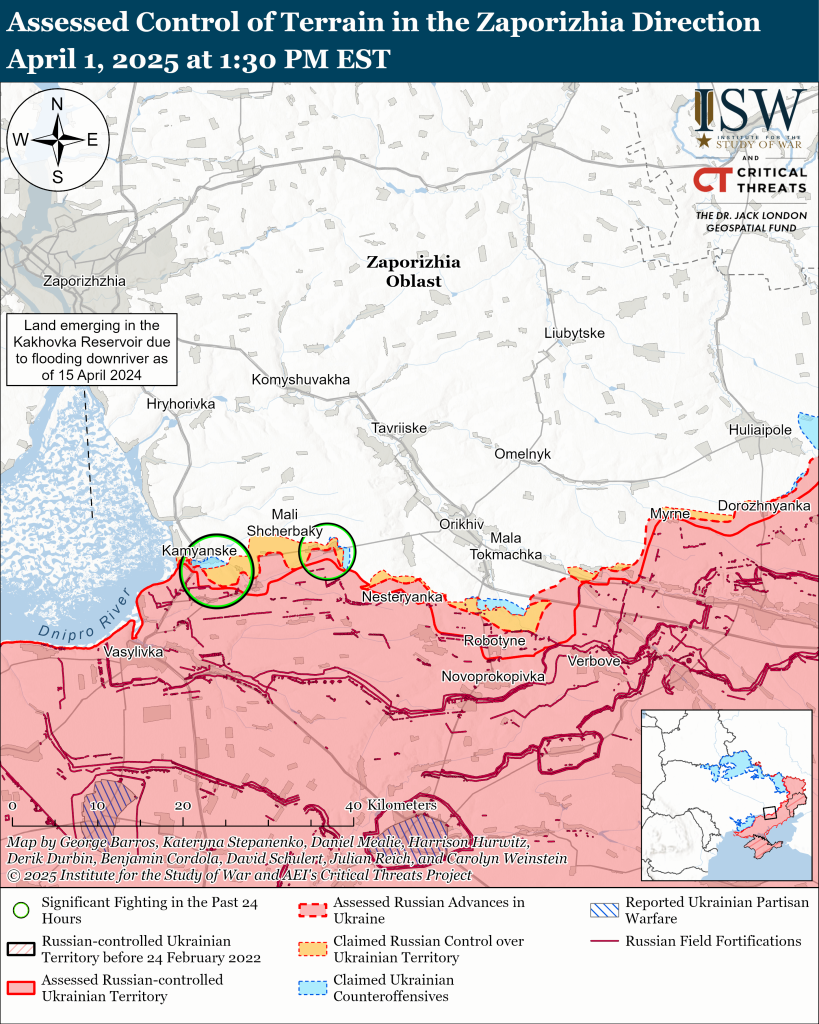 Лінія фронту у Запорізькій області 01.04.2025