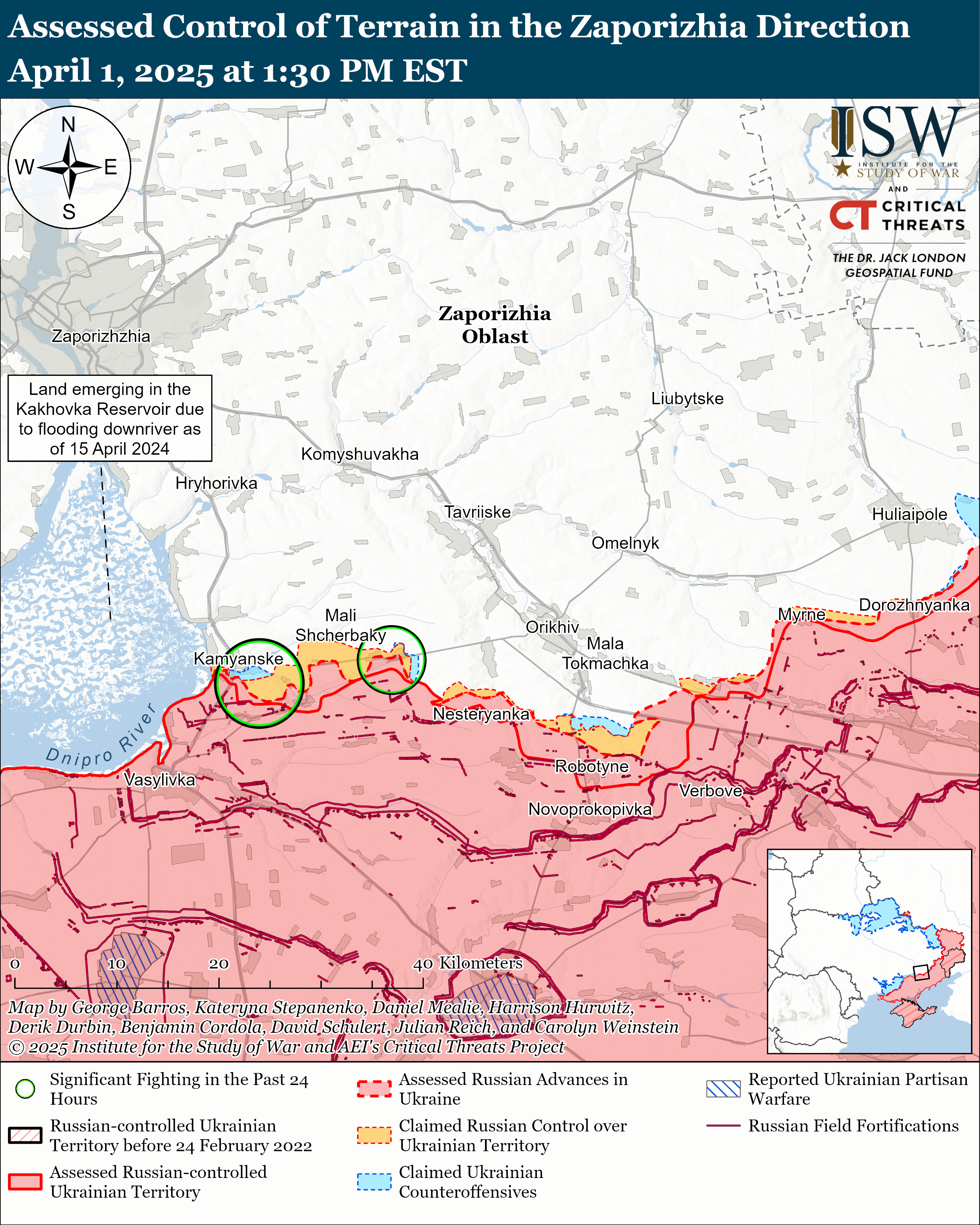 Лінія фронту у Запорізькій області 01.04.2025