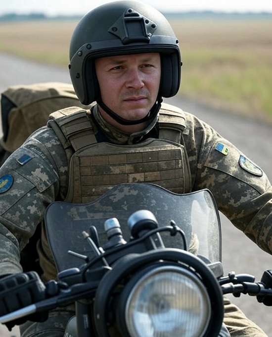 військовий ЗСУ на мотоциклі