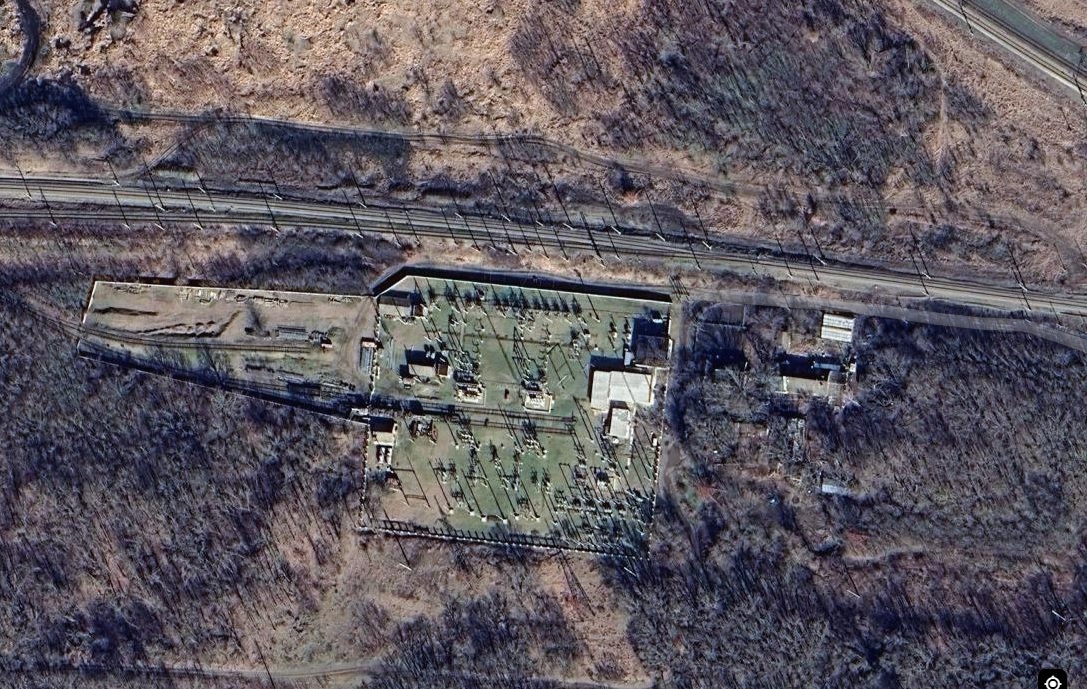 Залізнична підстанція Кропоткин - мапа Google