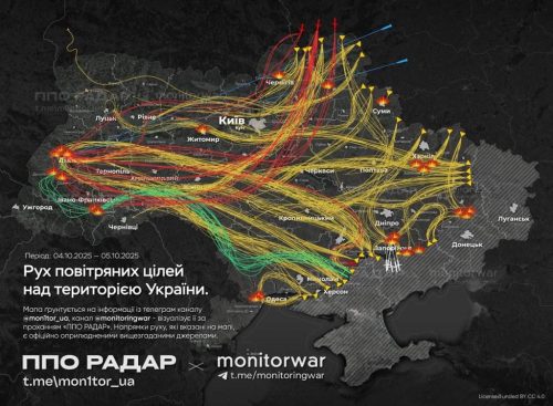 Росія атакувала Україну ракетами та безпілотниками у ніч на 5 жовтня 2025
