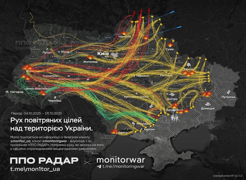 Росія атакувала Україну ракетами та безпілотниками у ніч на 5 жовтня 2025