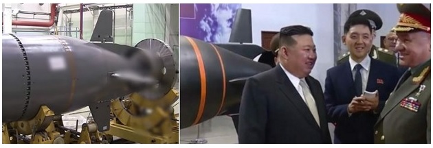 Хаейль (праворуч) не є ідентичною копією, вона має разючу схожість з російською зброєю Посейдон (ліворуч)