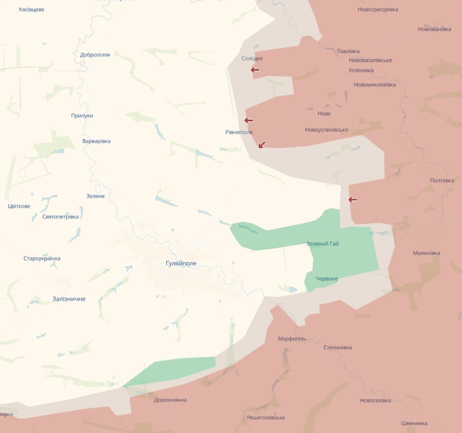 Лінія фронту біля Гуляйполя 12.11.2025 DeepState