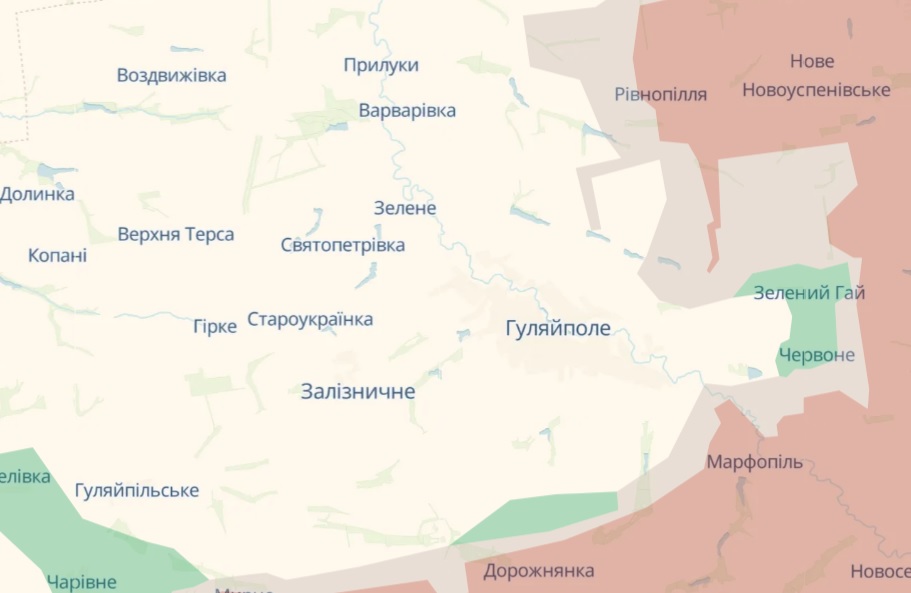 Лінія фронту навколо Гуляйполя станом на 19 листопада