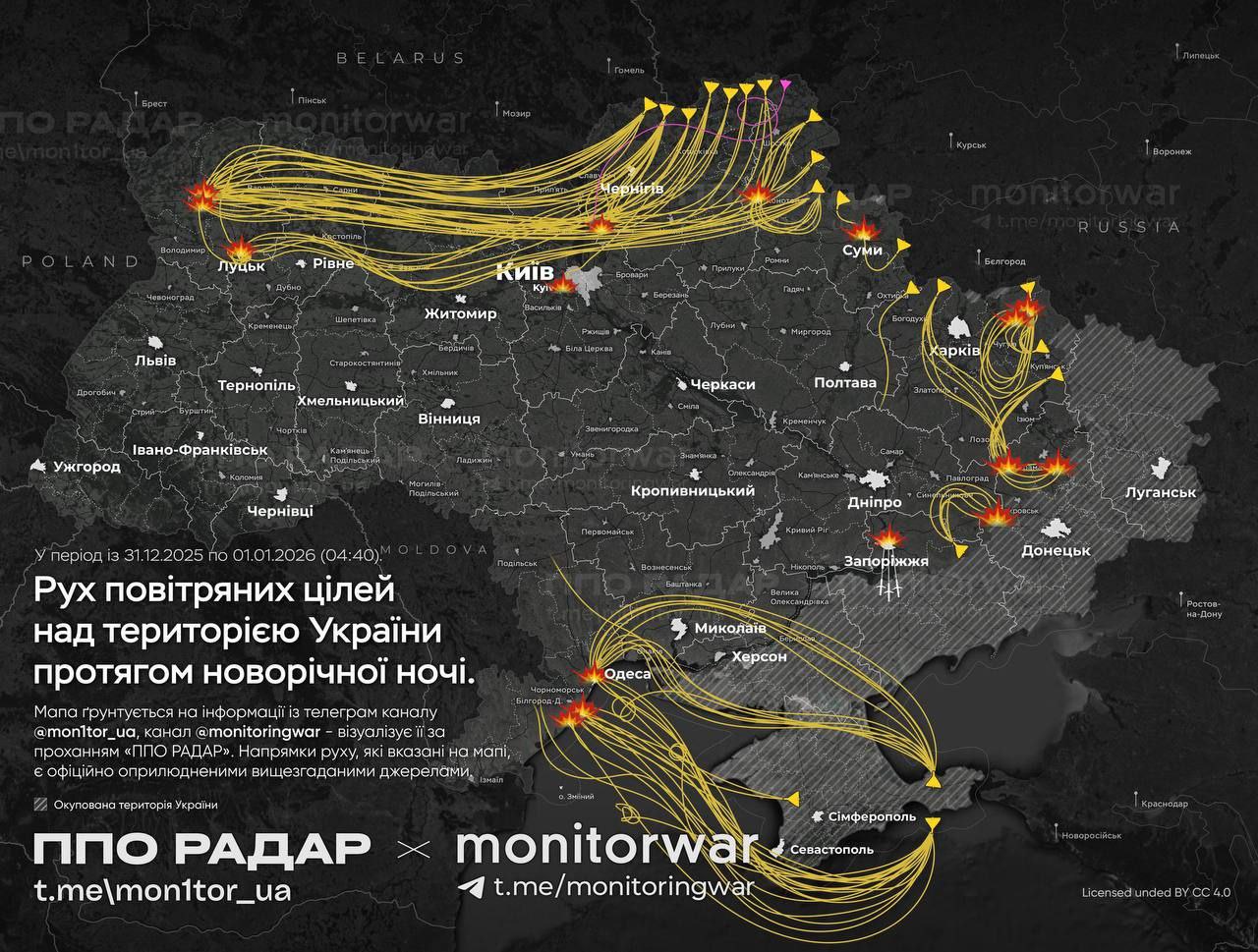 Рух повітряних цілей у новорічну ніч